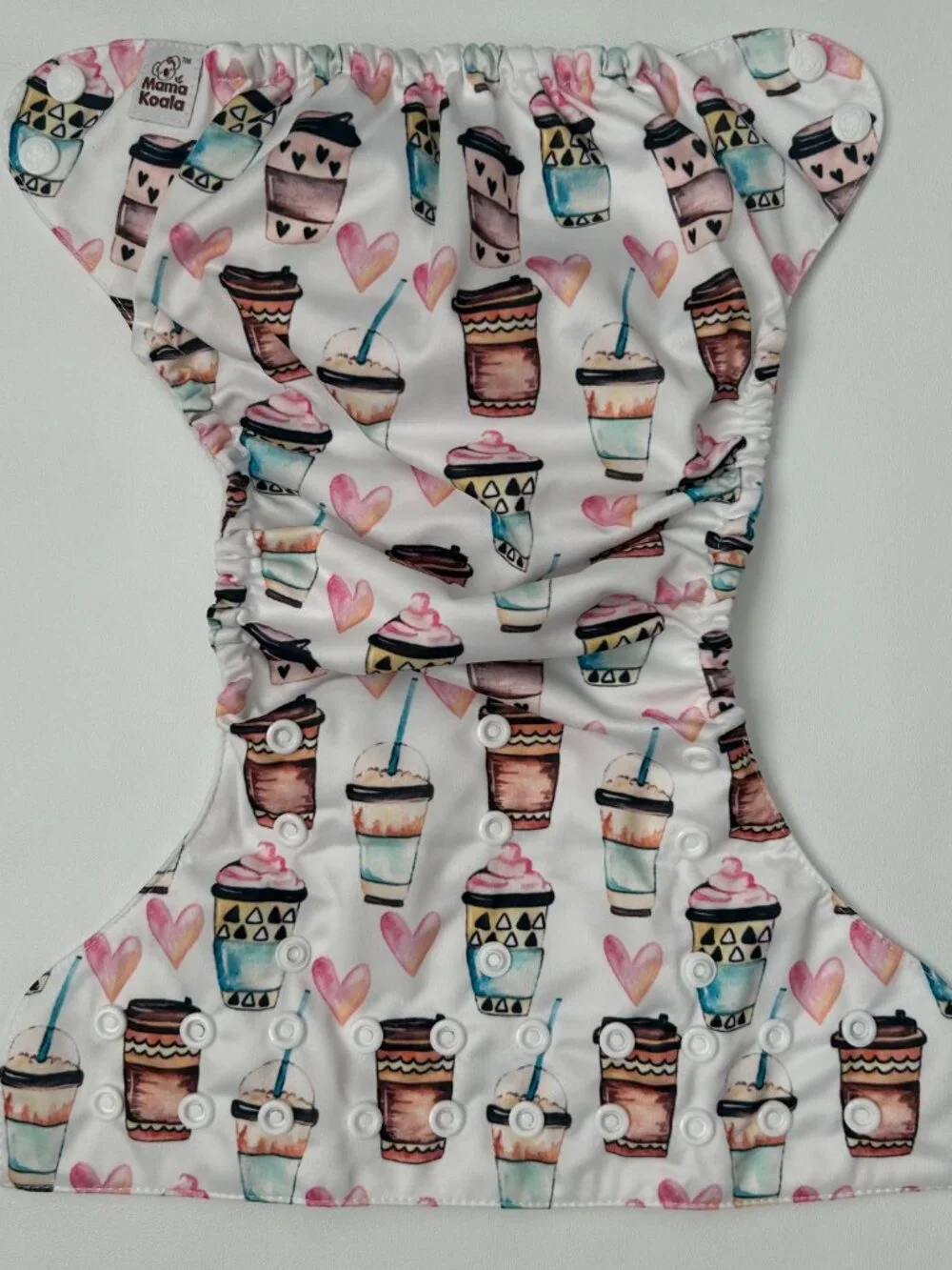 Mama Koala Coffee Lovers Print Pocket Cloth Diaper OS No Insert NEW